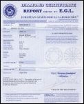 Gemmologisches Zertifikat, Diamantenzertifikat EGL Nummer EGL2911200419