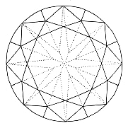 Diamant mit rundem Brillantschliff von oben gesehen Diamant mit rundem Brillantschliff von oben gesehen